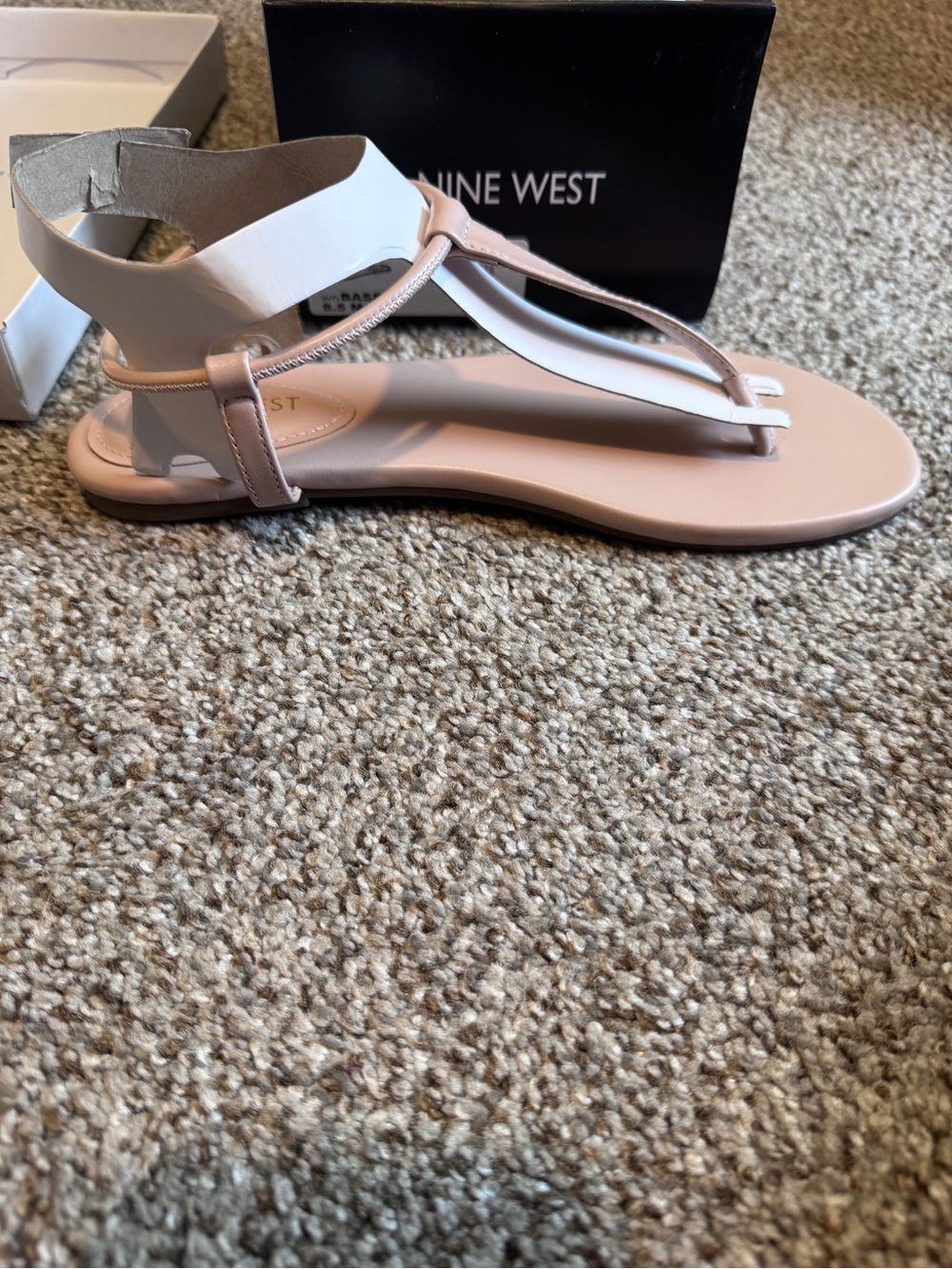 Nine West Blush Pink T‑Strap Ankle Sandals